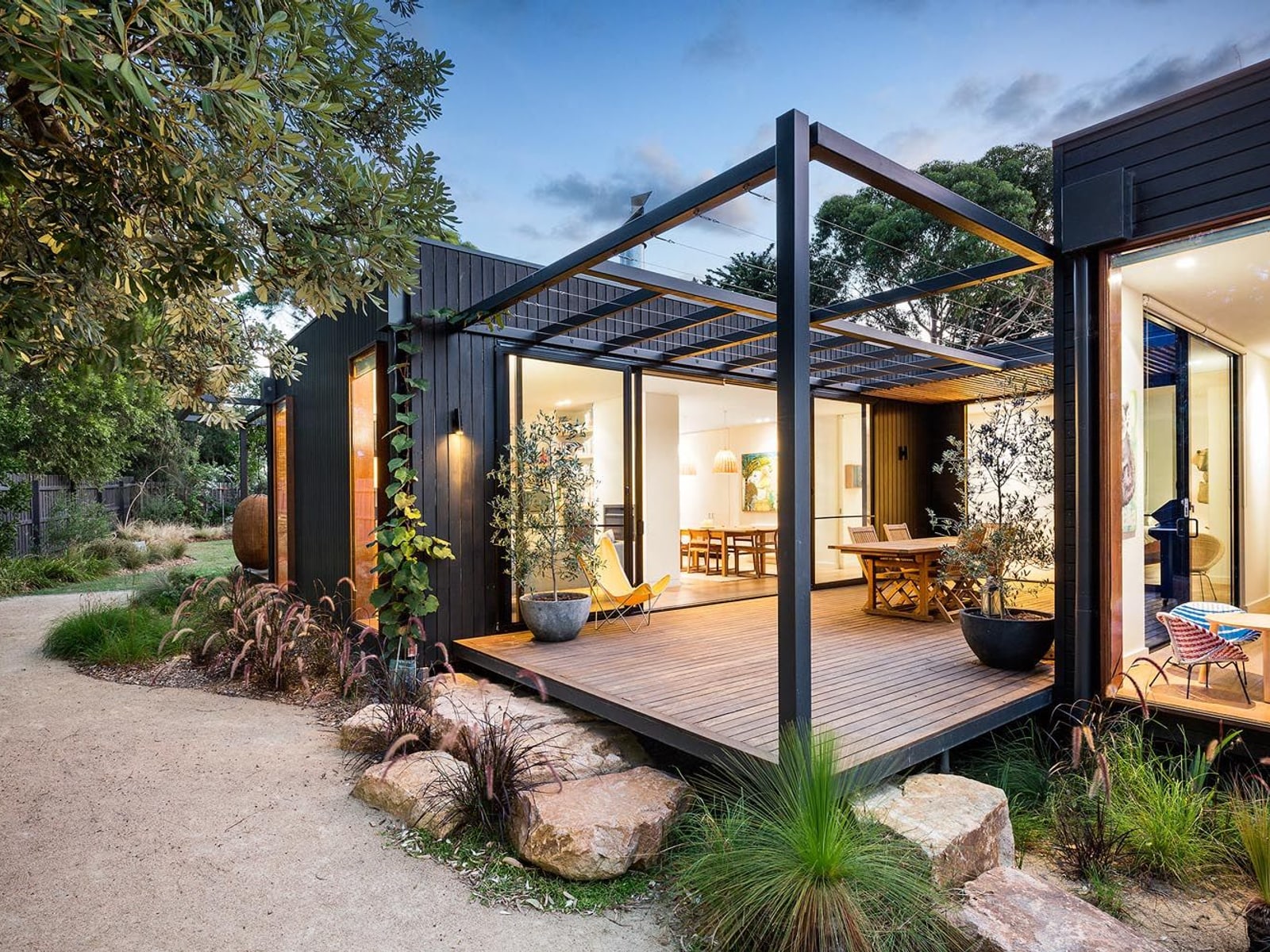 Illustrative reference of a glass-fronted prefab home