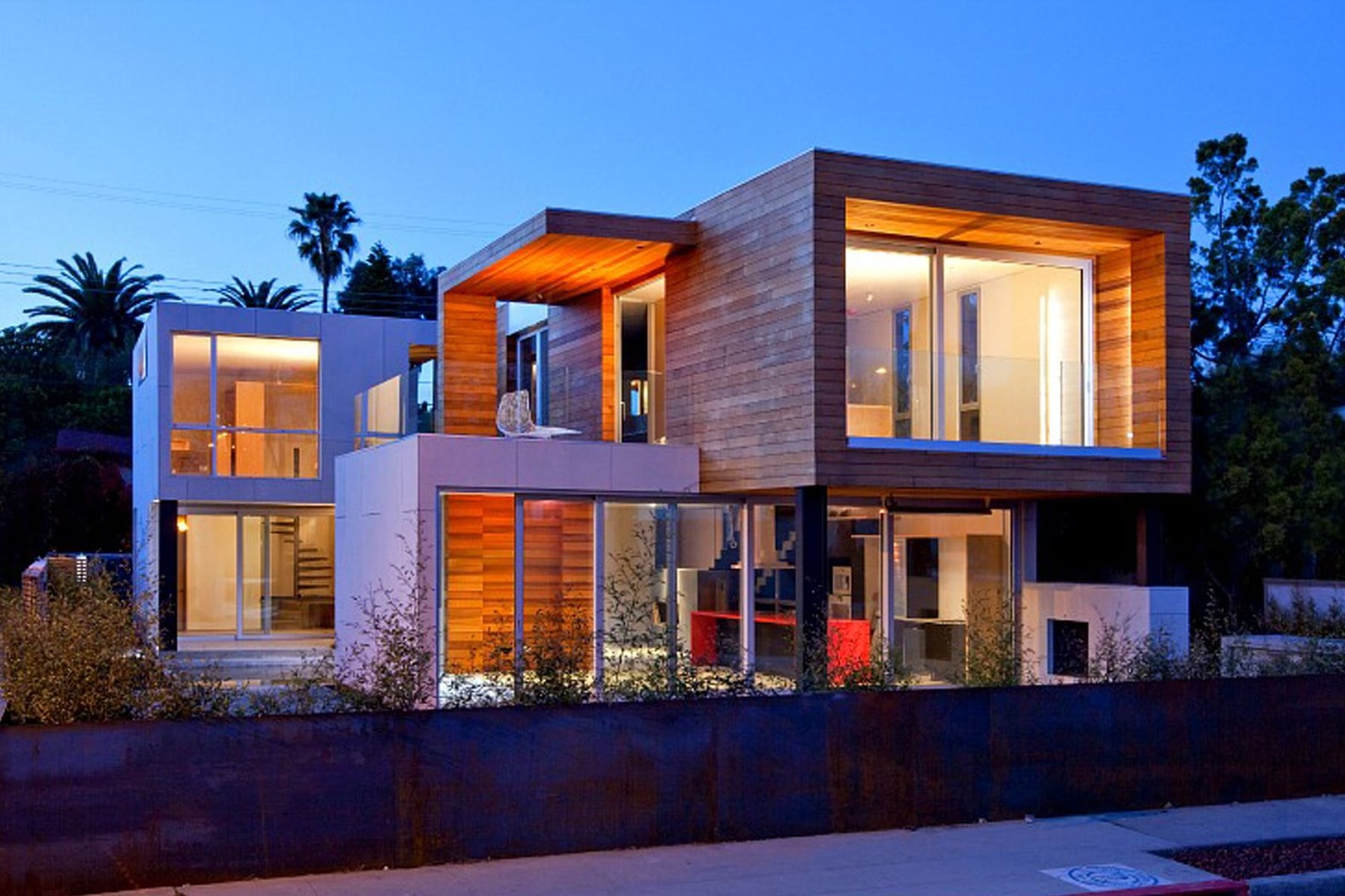 Illustrative reference of a multi-level contemporary prefab residence