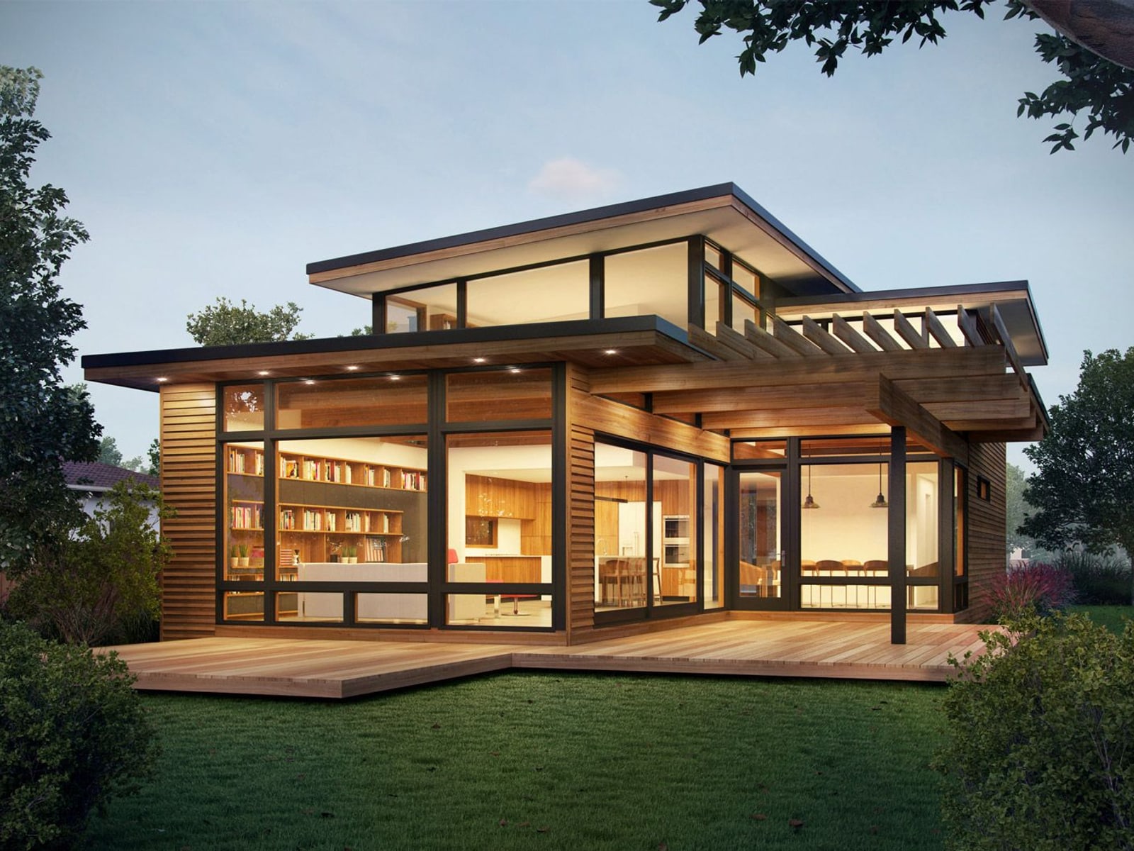 Illustrative reference of a warm contemporary prefab exterior